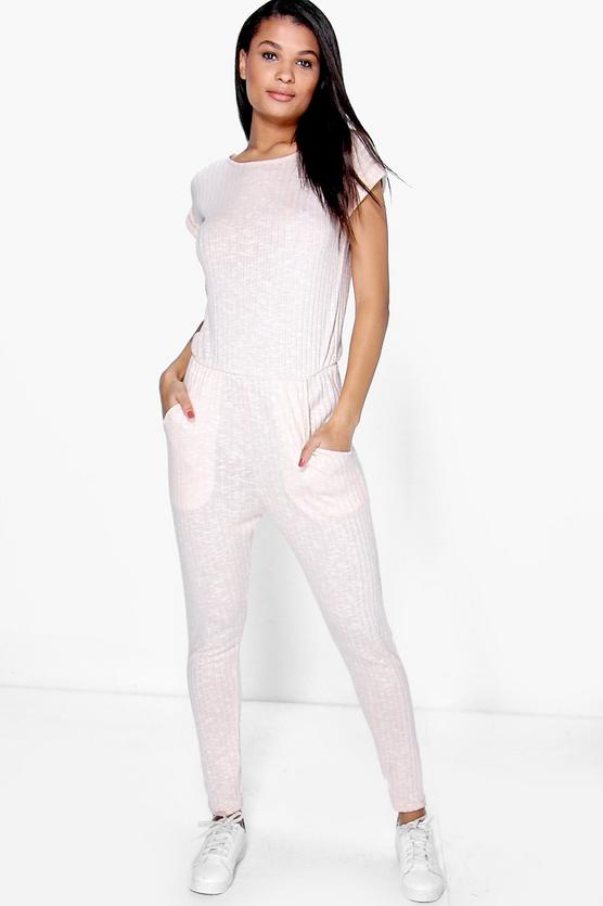 Amy Ribbed Capped Sleeve Casual Jumpsuit